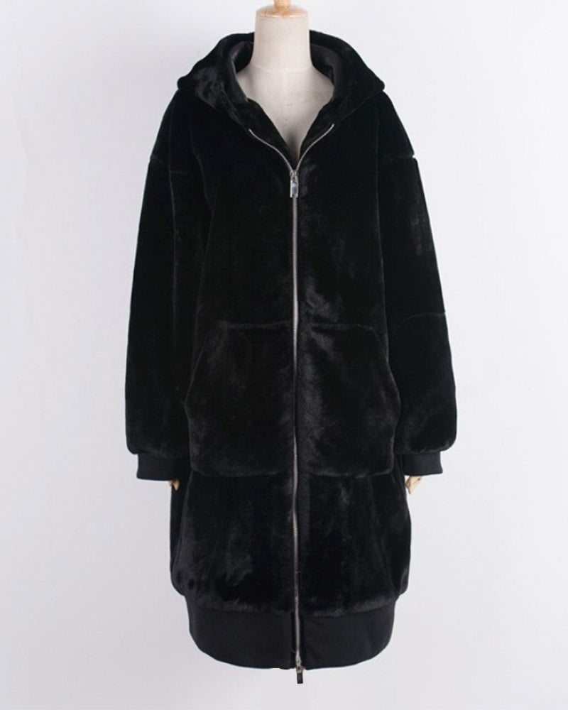 OSLO Black Oversized Faux Fur Coat - ALLARA