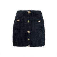 Octavia Tweed Crystal Button Up Mini Skirt - ALLARA