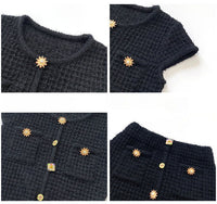 Octavia Tweed Crystal Button Up Mini Skirt - ALLARA