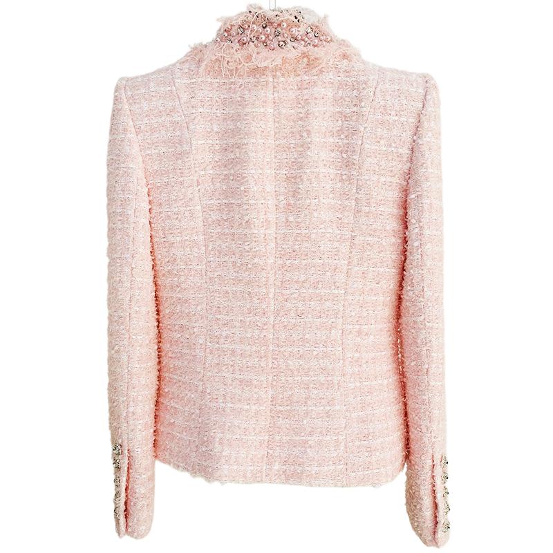 Ophelia Pink Tweed Jacket with Crystal Buttons - ALLARA