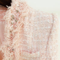 Ophelia Pink Tweed Jacket with Crystal Buttons - ALLARA