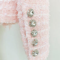 Ophelia Pink Tweed Jacket with Crystal Buttons - ALLARA