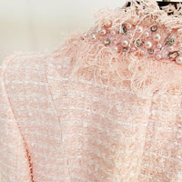 Ophelia Pink Tweed Jacket with Crystal Buttons - ALLARA
