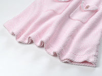 Ottilia Pink Tweed Dress with Crystal Buttons - ALLARA