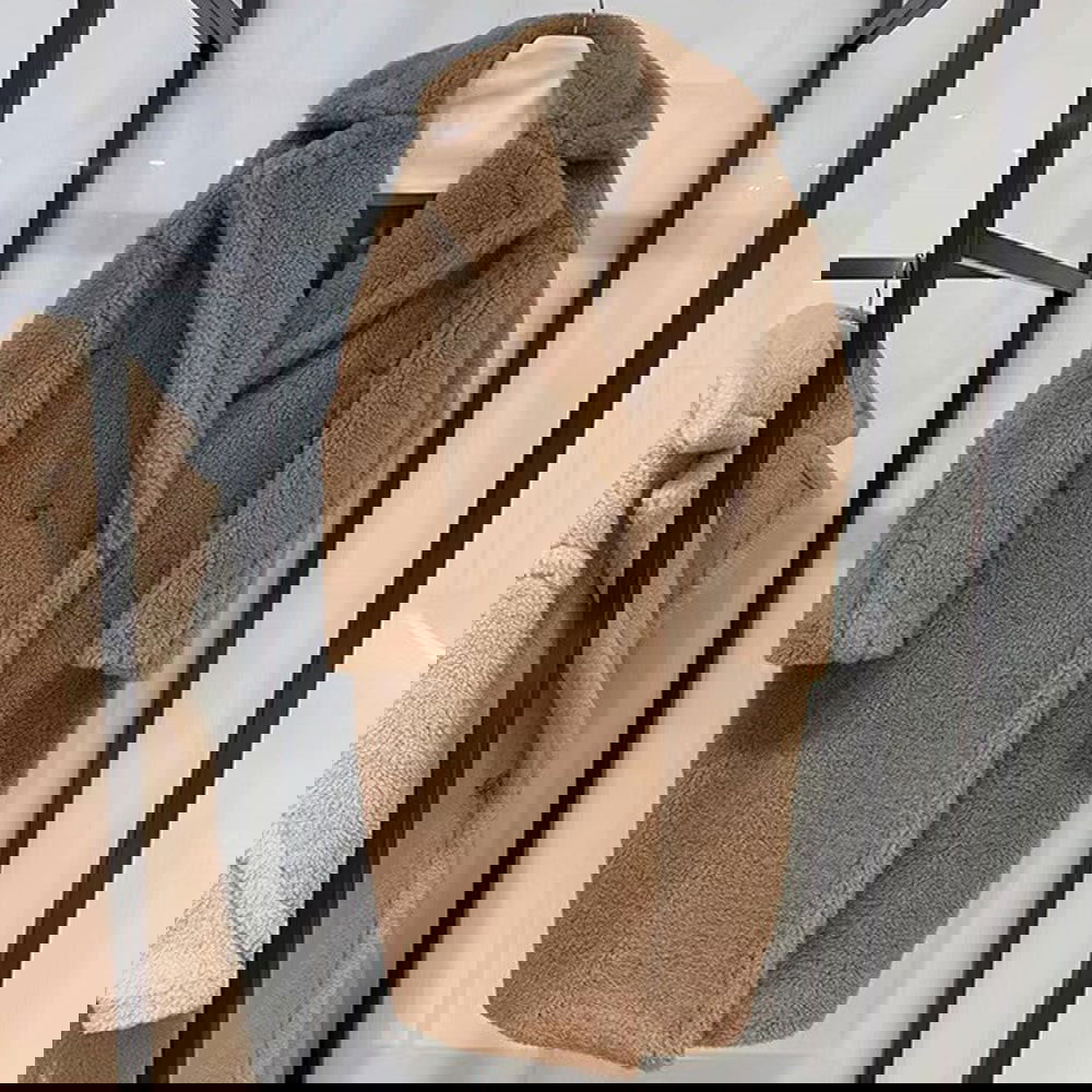 PRAGUE Brown Faux Fur Teddy Coat - ALLARA