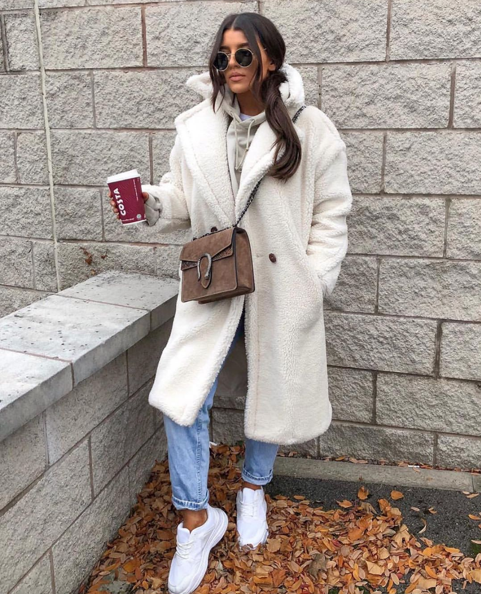 PRAGUE Ivory Faux Fur Teddy Coat - ALLARA