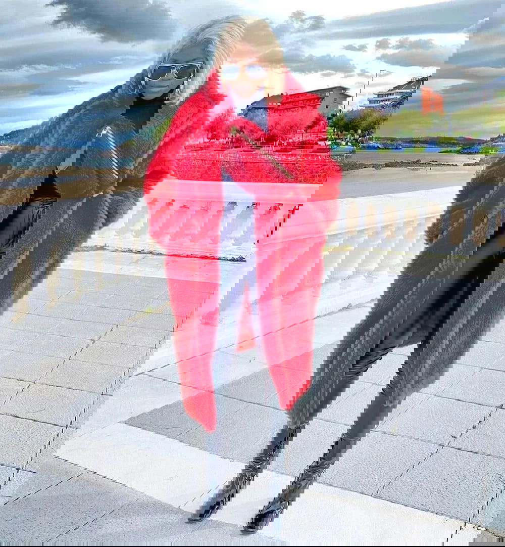 PRAGUE Red Faux Fur Teddy Coat - ALLARA