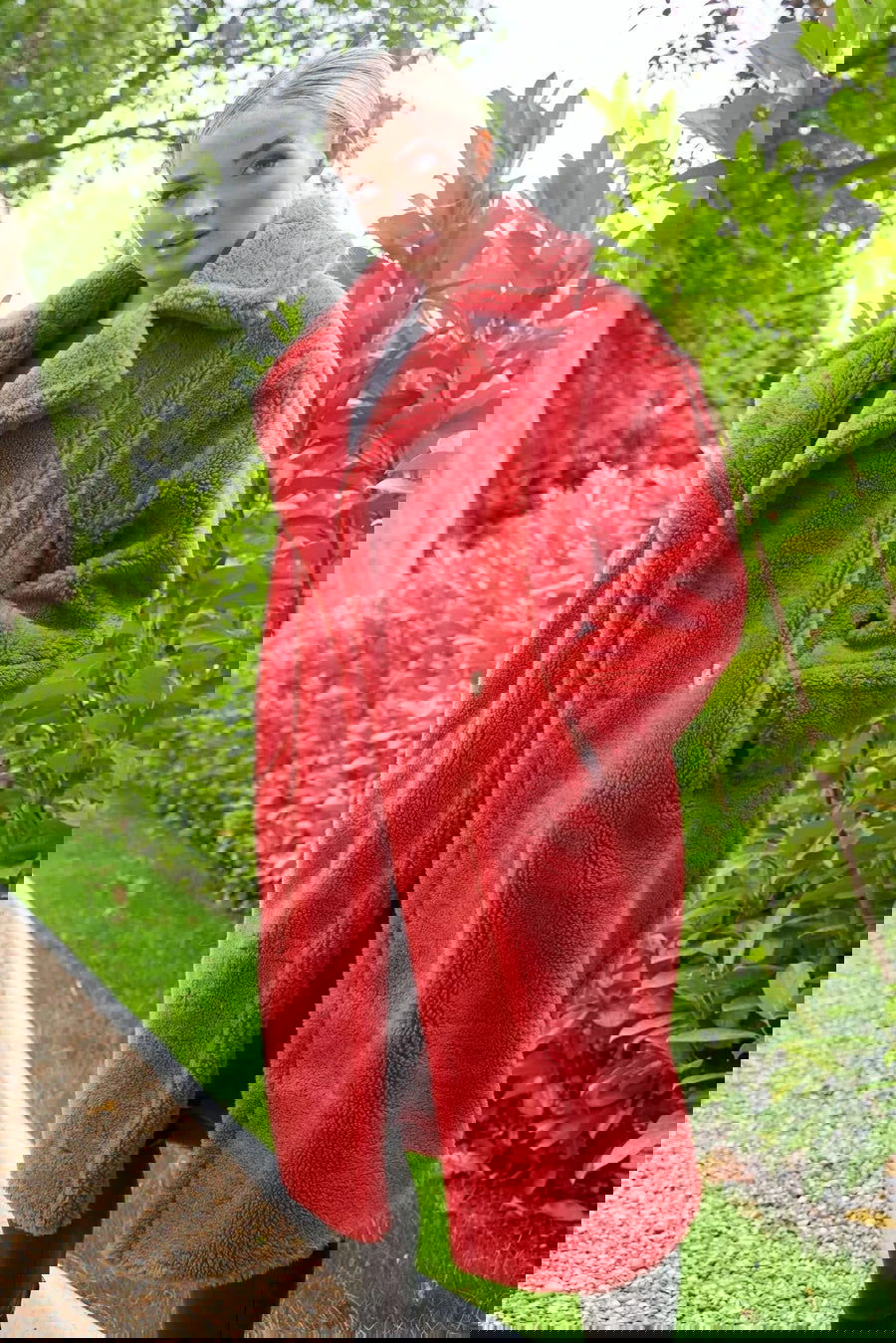 PRAGUE Red Faux Fur Teddy Coat - ALLARA