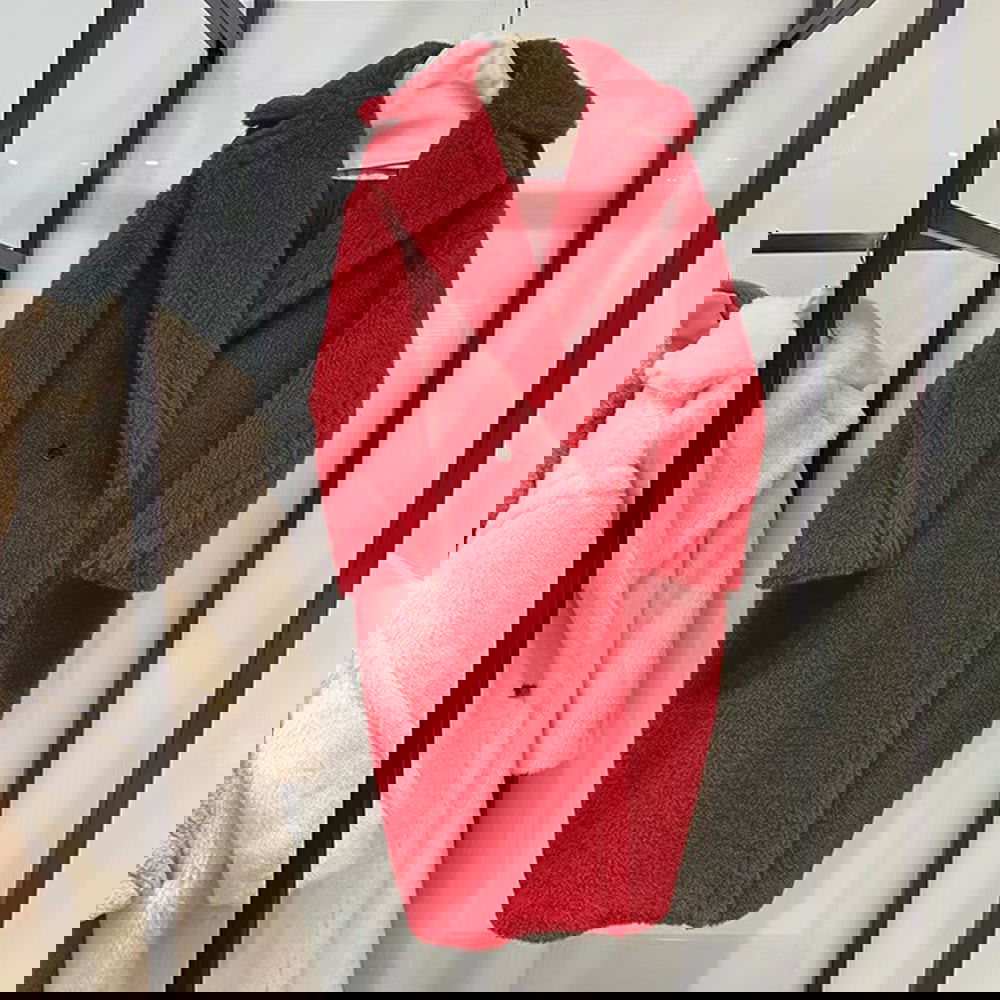 PRAGUE Red Faux Fur Teddy Coat - ALLARA