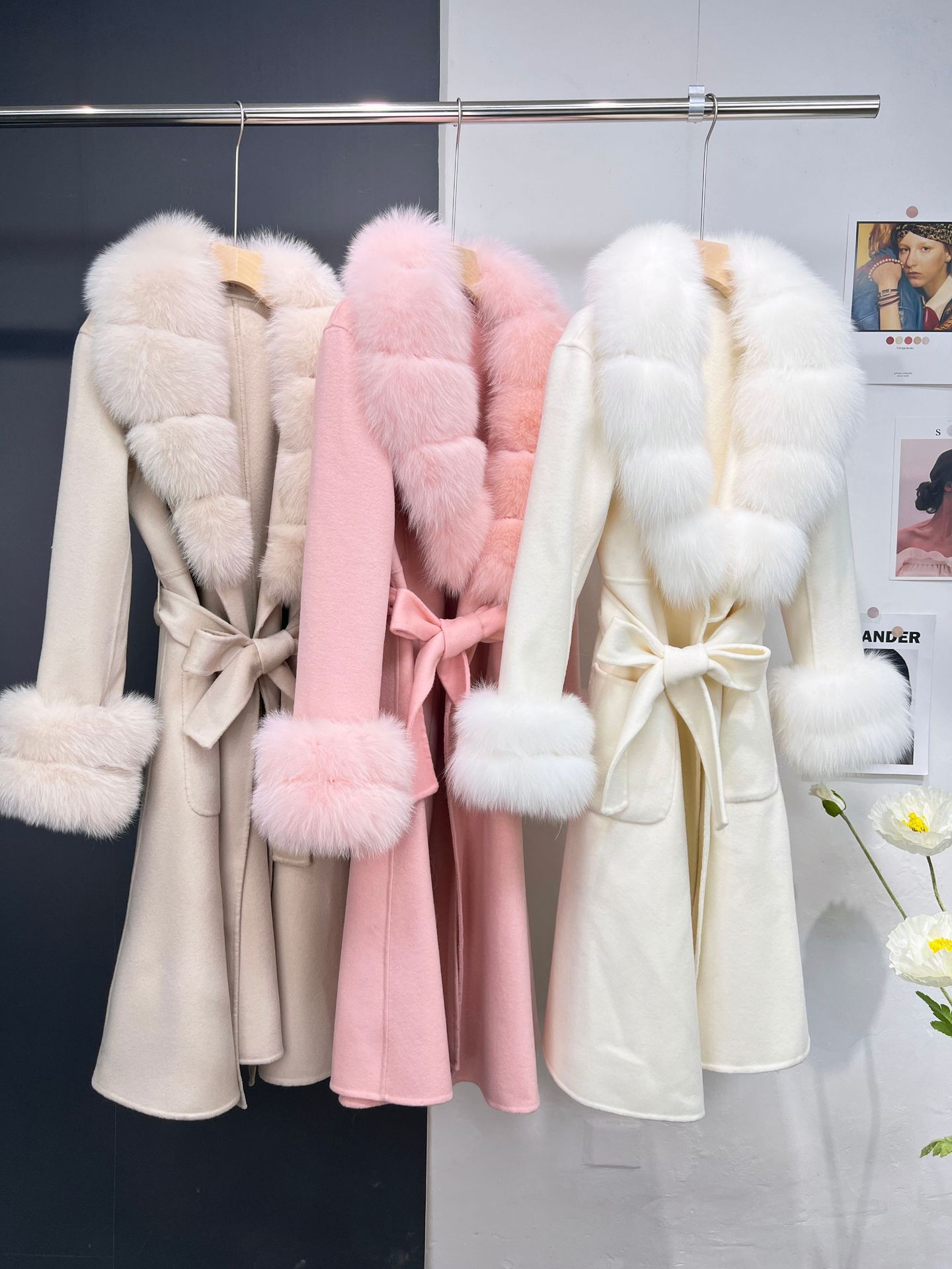 Pink wool wrap coat on sale