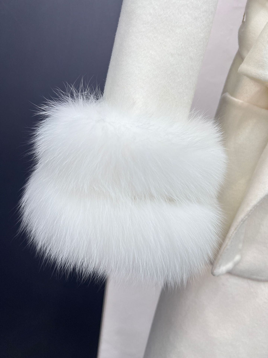 Petra Pink Fox Fur Trim Long Wool Wrap Coat - ALLARA