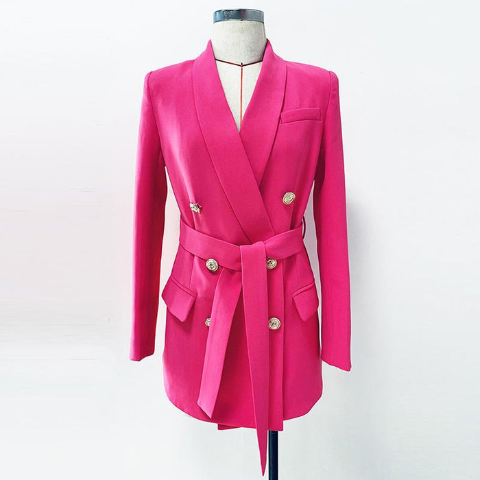 Seraphina Hot Pink Belted Blazer - ALLARA