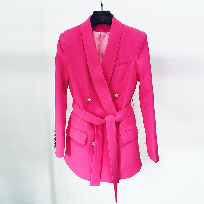 Seraphina Hot Pink Belted Blazer - ALLARA