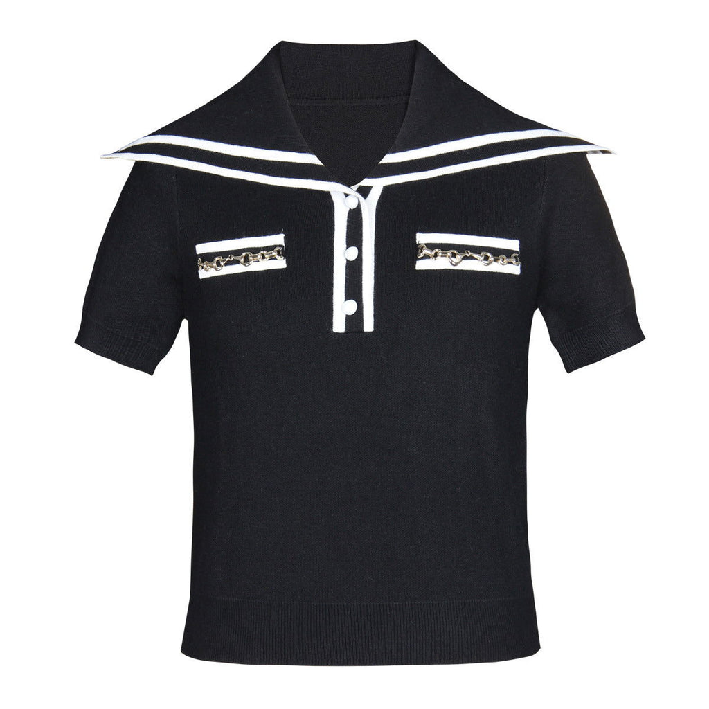 Short Sleeve Knitted Sweater Top - ALLARA