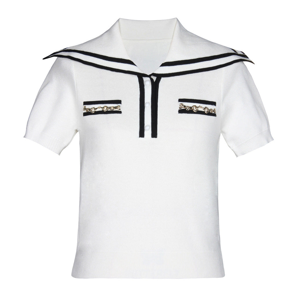 Short Sleeve Knitted Sweater Top - ALLARA