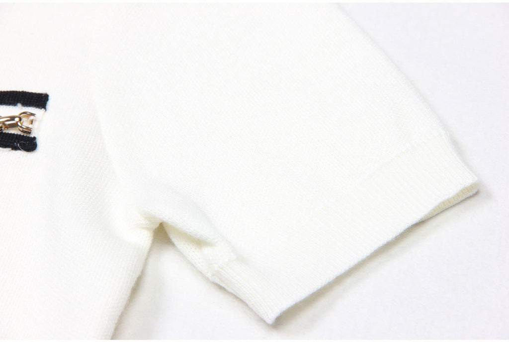 Short Sleeve Knitted Sweater Top - ALLARA