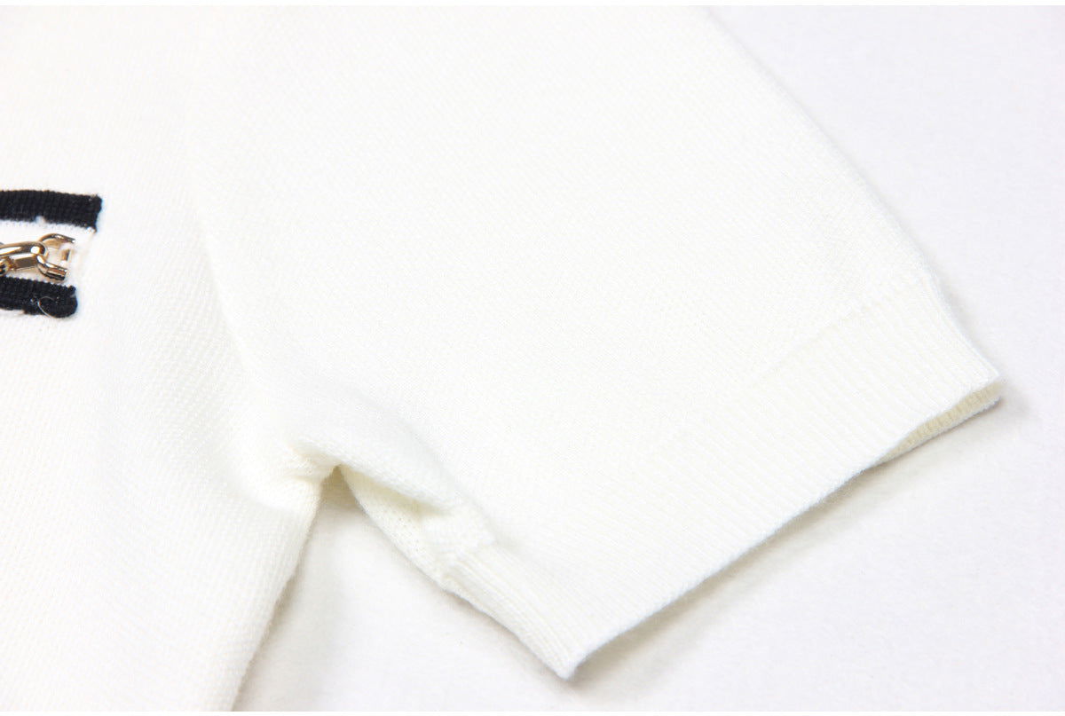 Short Sleeve Knitted Sweater Top - ALLARA