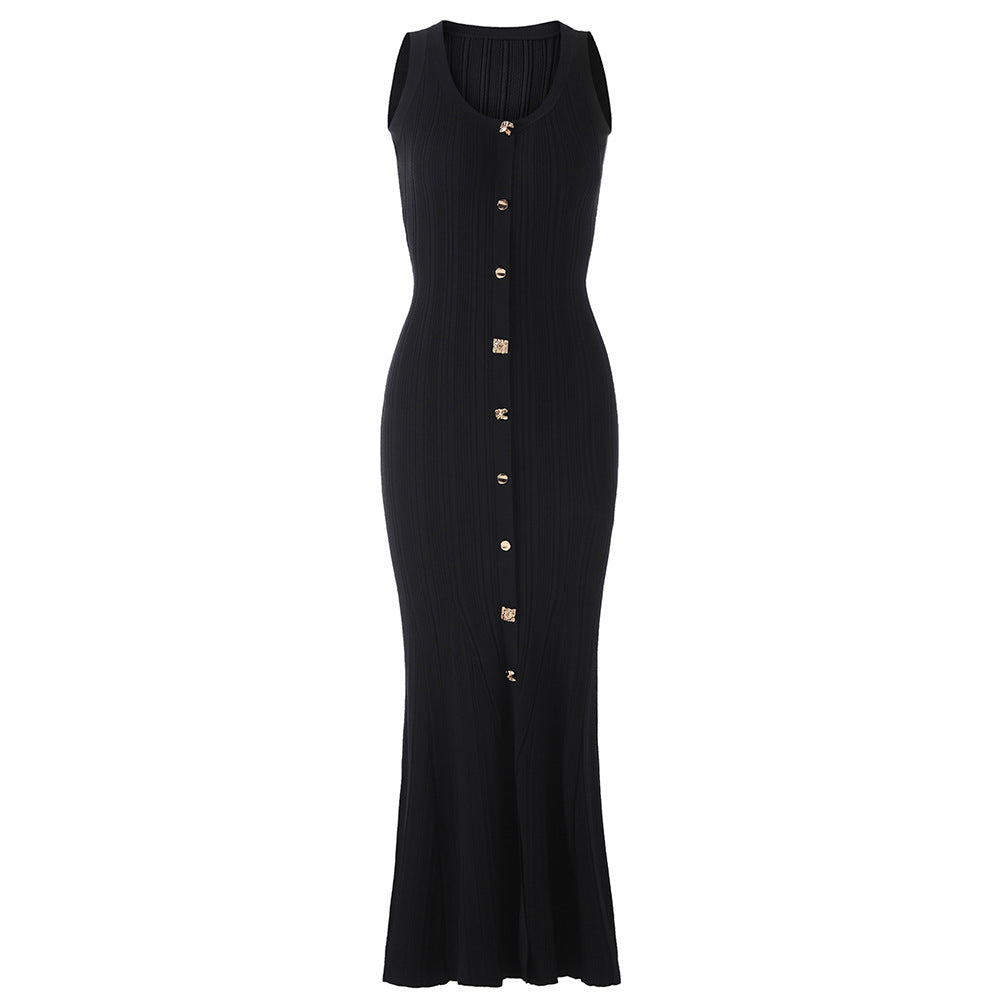 Sleeveless Ribbed Long Ankle Length Dress - ALLARA