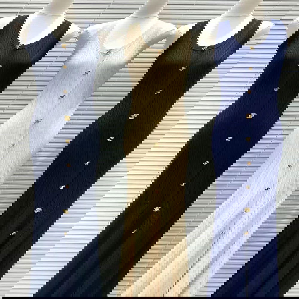 Sleeveless Ribbed Long Ankle Length Dress - ALLARA