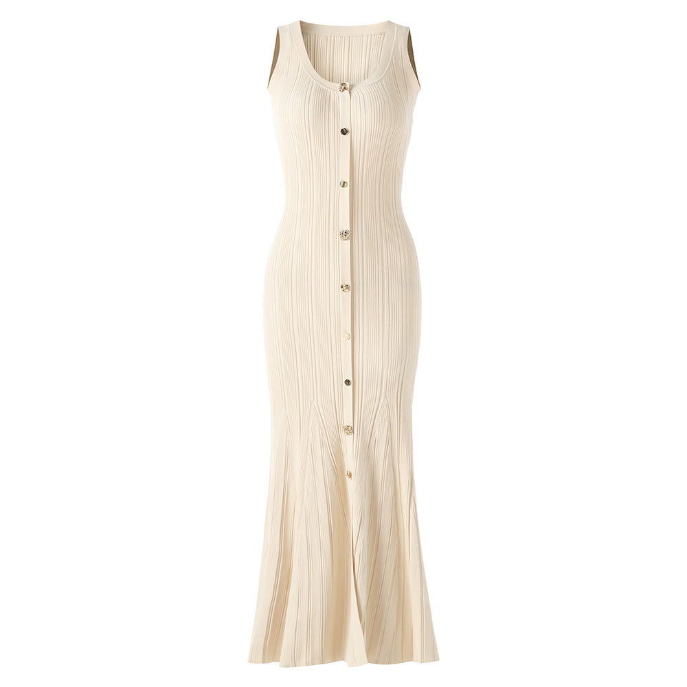 Sleeveless Ribbed Long Ankle Length Dress - ALLARA