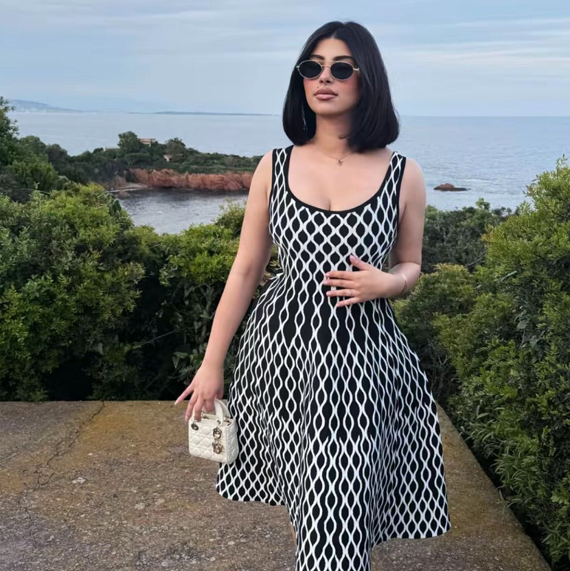 Mila Square Neck Sleeveless Ribbed Midi Dress