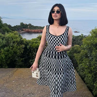 Mila Square Neck Sleeveless Ribbed Midi Dress