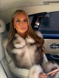 Paige Faux Fur Knit Zip Up Sweater