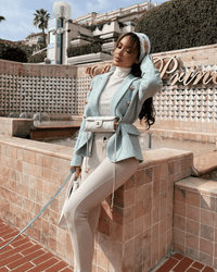 Taylor Light Green Tweed Double Breasted Blazer - ALLARA