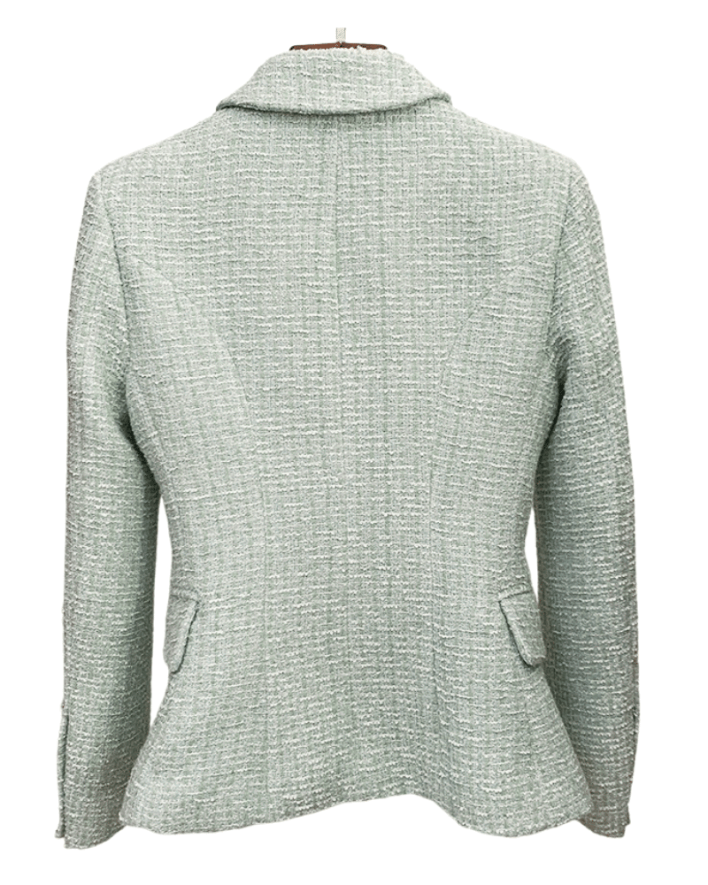 Taylor Light Green Tweed Double Breasted Blazer - ALLARA