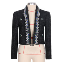 Thalia Black Tweed Rhinestone Jacket - ALLARA