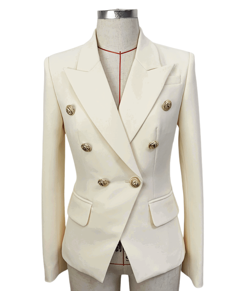 Veronica Off White Double Breasted Blazer - ALLARA