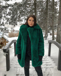 Vienna Green Faux Fur Coat - ALLARA