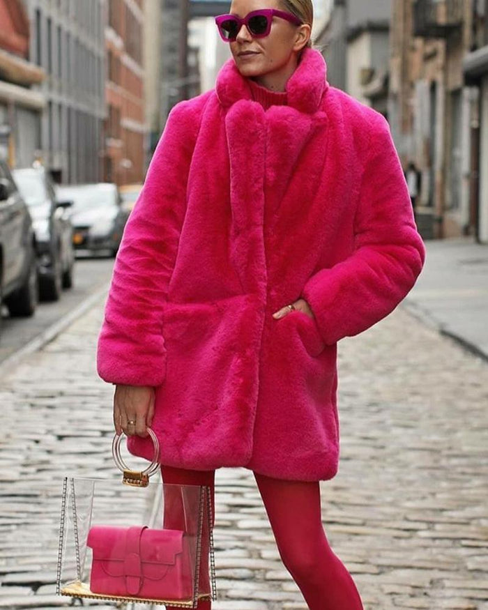 Vienna Pink Faux Fur Coat - ALLARA