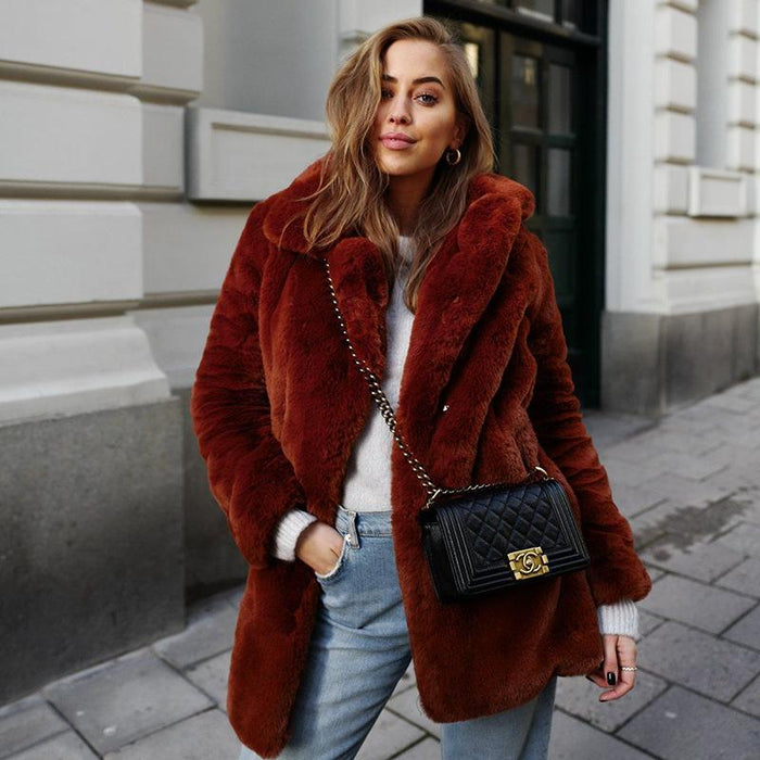 Vienna Mid-Length Faux Fur Coat