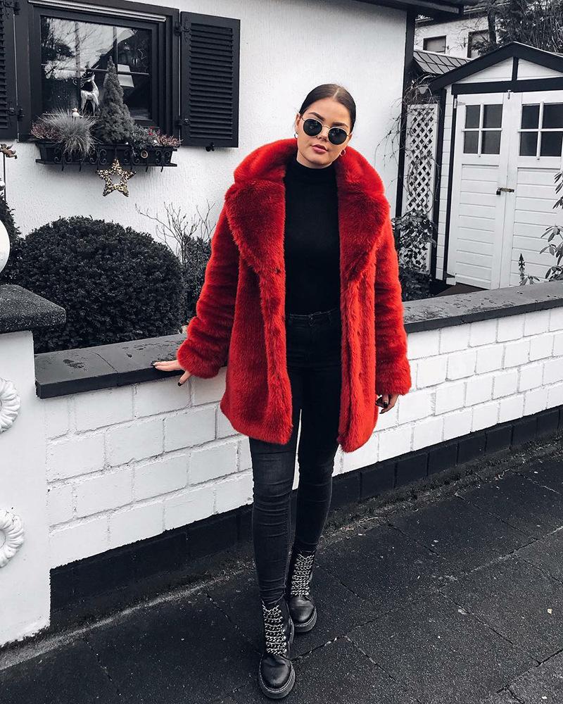 Vienna Red Faux Fur Coat - ALLARA