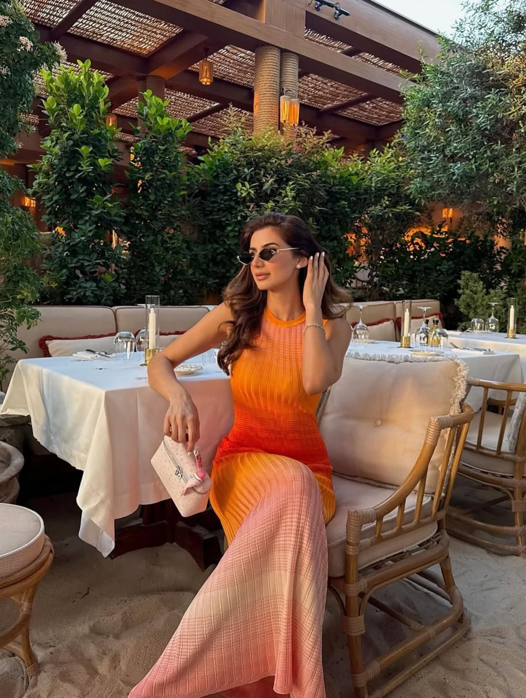 Aria Gradient Orange Knit Maxi Dress