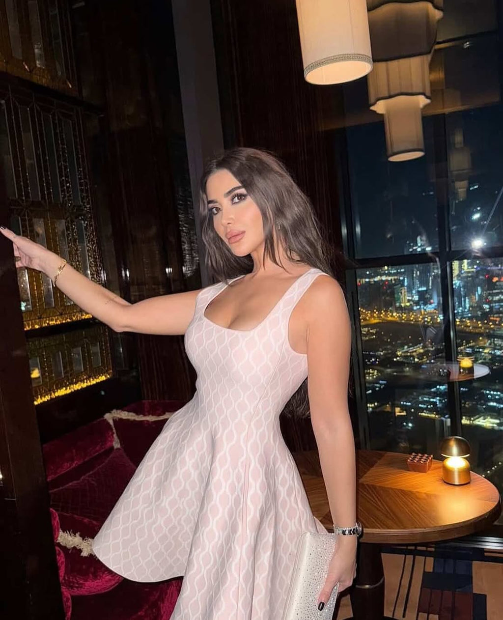 Becky Square Neck Knit Flare Mini Dress