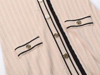 Lucia Knit Midi Dress with Contrast Lapel Collar