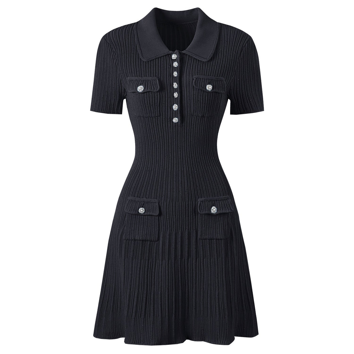 Jessamine Rhinestone Button Knit Mini Dress