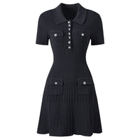 Jessamine Rhinestone Button Knit Mini Dress