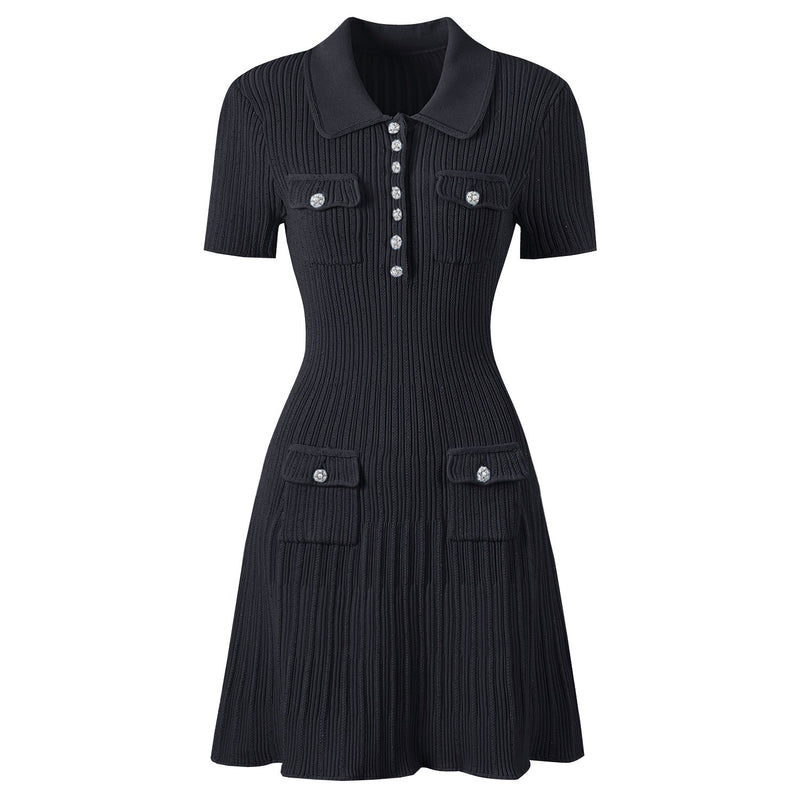 Jessamine Rhinestone Button Knit Mini Dress