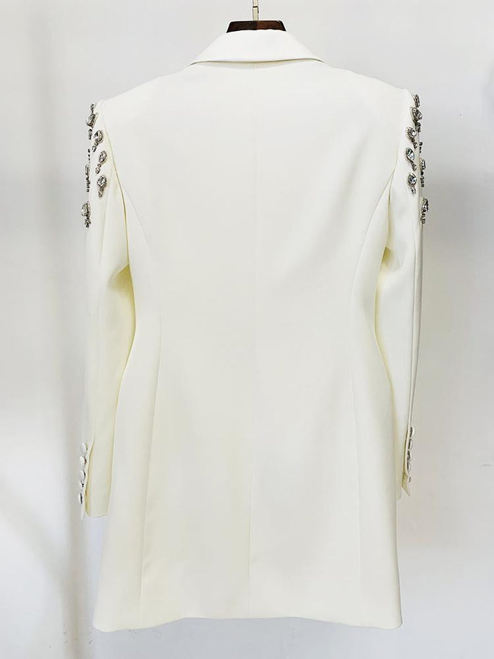 Jade White Rhinestone Mini Blazer Dress