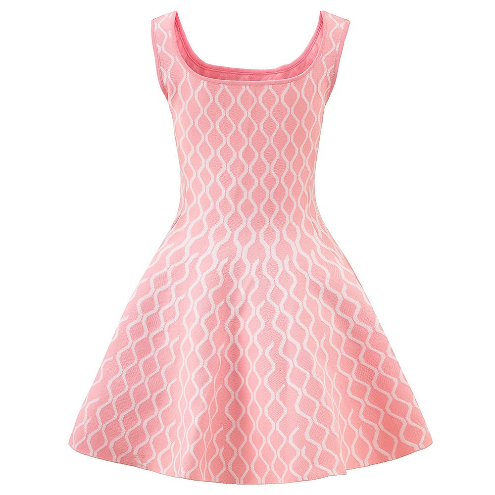 Becky Square Neck Knit Flare Mini Dress