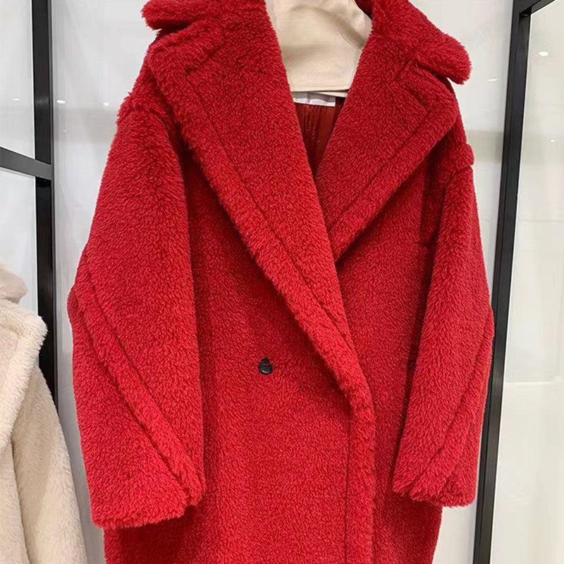 PRAGUE Red Faux Fur Teddy Coat