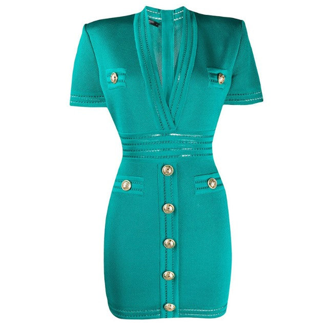 Morgan Turquoise Knit Bodycon Dress