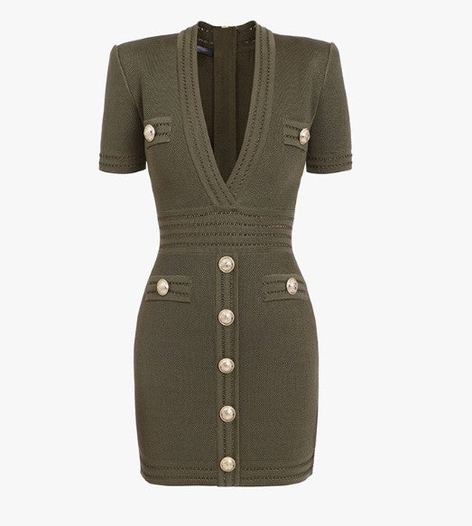 Morgan Olive Green Knit Bodycon Dress