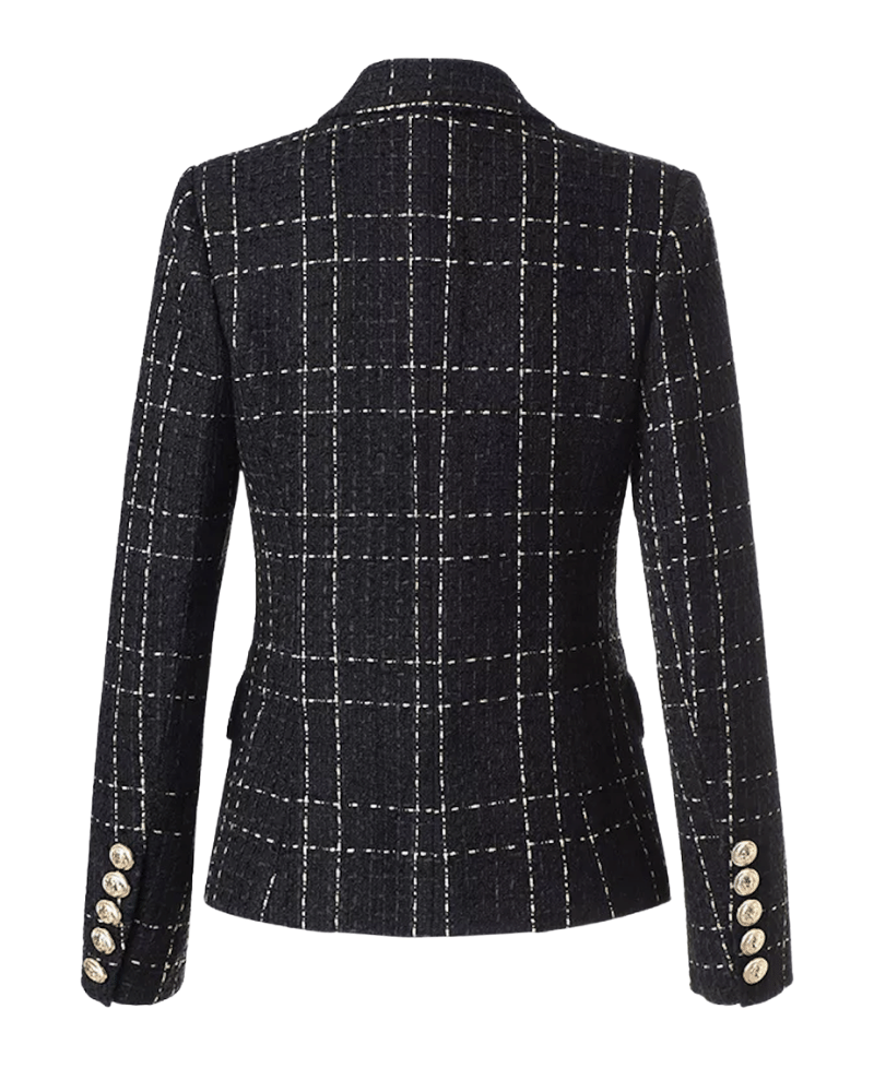 Jamila Black Silver Tweed Double Breasted Blazer