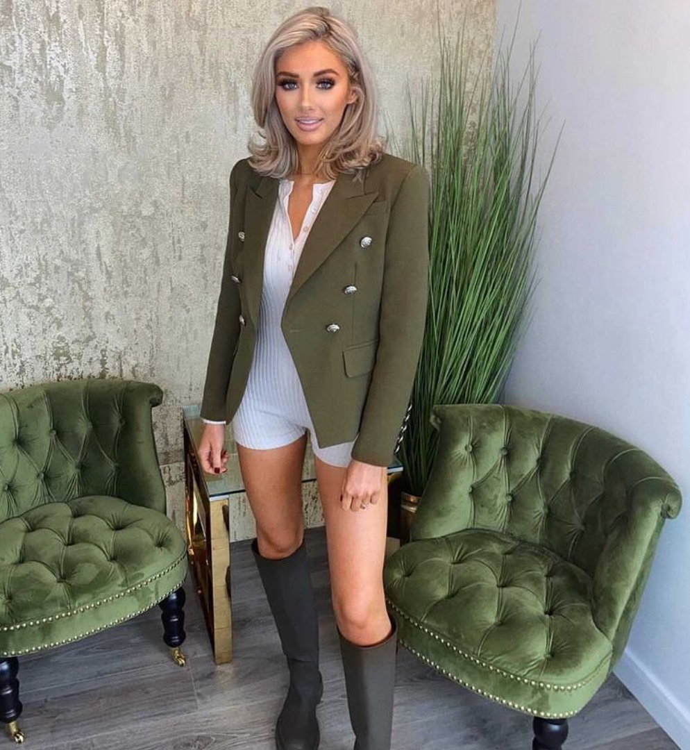 Irina Army Green Double Breasted Blazer