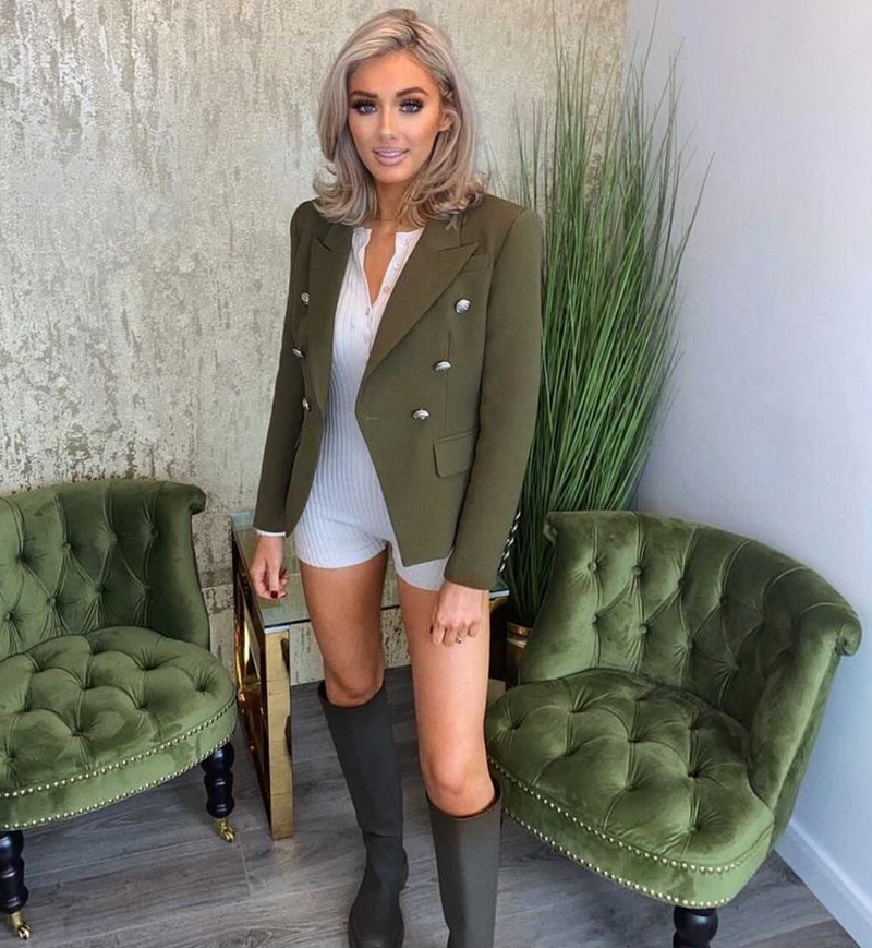 Irina Army Green Double Breasted Blazer