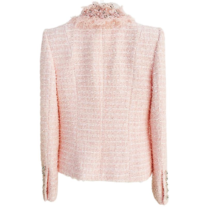 Ophelia Pink Tweed Jacket with Crystal Buttons